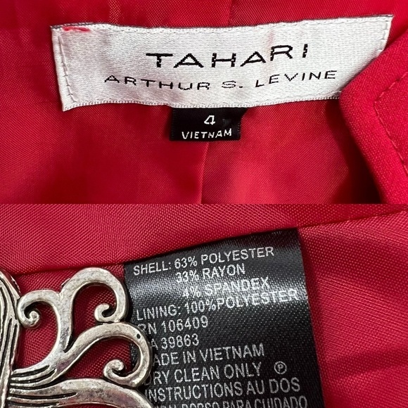 Tahari ASL Red Business Suit Jacket Blazer Size 4 Horse Bit Buckles Gold Buttons - Picture 6 of 13
